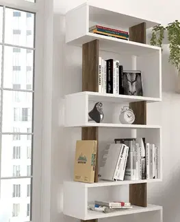 Knihovna Blok - White, Walnut