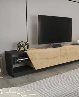 TV stolek Rhodes - Anthracite, Oak