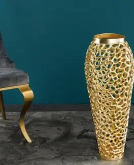 Estila Designová váza Hoja v art deco stylu s kovovou konstrukcí zlaté barvy 65cm