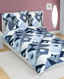 Bellatex Bavlněné povlečení Geometrie modrá, 140 x 200 cm, 70 x 90 cm