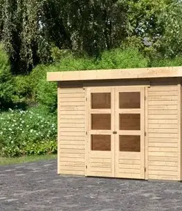 Dřevěný zahradní domek ASKOLA 6 s přístavkem 240 Lanitplast