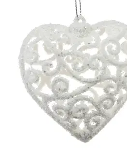 Vánoční ozdoba Carlita Srdce bílá, 10 x 10 x 2 cm, plast