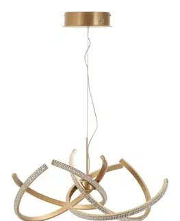 Estila Moderní glamour LED lustr Elestra se zlatou kovovou konstrukcí s designem propletených půloblouků 120 cm