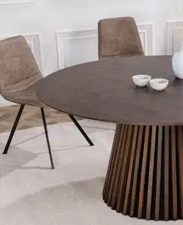Estila Moderní jídelní stůl Davidson ze dřeva kulatý tmavě hnědý dub 120cm