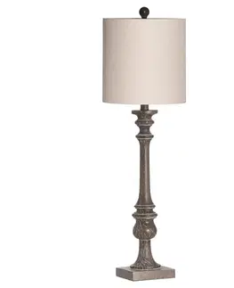 Estila Vintage vysoká stolní lampa Pedrido z pryskyřice s tmavošedým stínítkem 82cm