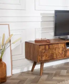 Estila Luxusní televizní stolek Mozaika z masivního dřeva palisandr 140cm