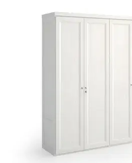 Estila Klasická luxusní vysoká šatní skříň Lyon se čtyřmi křídly dveří z masivního borovicového dřeva 241cm