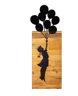 Dekorativní dřevěný doplněk na zeď Chıld And Balloons