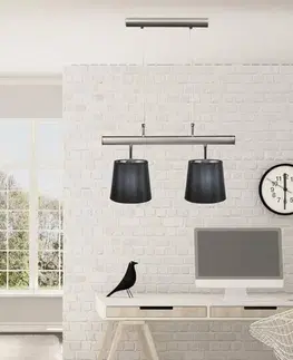 Saténová dvojitá závěsná lampa, černé stínidlo, 2x60W Milonga