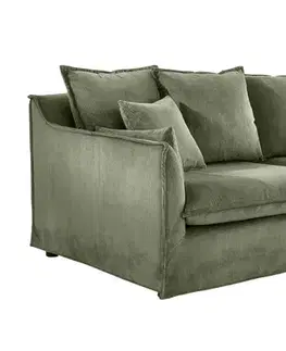 Estila Designová skandinávská třímístná sedačka Heaven se šalvějově zeleným odnímatelným manšestrovým potahem a polštáři 200 cm