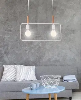 Závěsná lampa bílá s nastavitelnou výškou 2x60W E27 s rámem