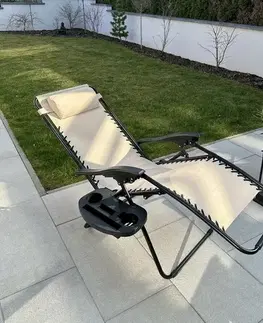 Zahradní plážové relaxační křeslo s podnožkou Regina, béžová