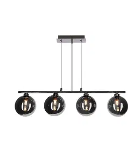 Závěsná lampa SOMUL 4x20W G9 chromované skleněné stínidlo 12 cm grafitové moderní elegantní svítidlo obývací pokoj jídelna kuchyň glamour