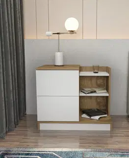 Noční stolek Rena - White, Oak