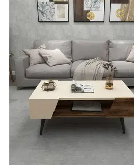 Konferenční stolek Aren Beige and Light Walnut