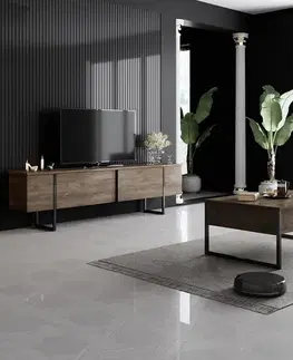 Living Room Furniture Set Luxe Set - Walnut, Black