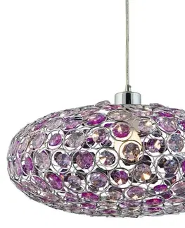 Fialová závěsná stropní lampa Crysti e27