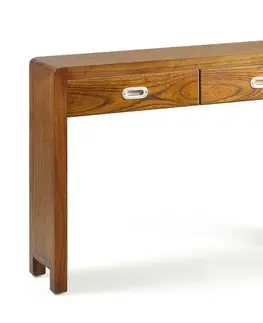 Estila Koloniální designová konzola Flash z masivního dřeva Mindi se dvěma zásuvkami 110cm