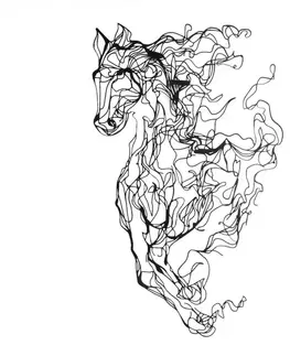 Dekorativní kovový doplněk na zeď Metal Horse Line Art - APT724