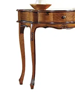 Estila Rustikální luxusní konzolový stolek Clasica z masivního dřeva hnědé barvy s ornamentálním zdobením 88cm