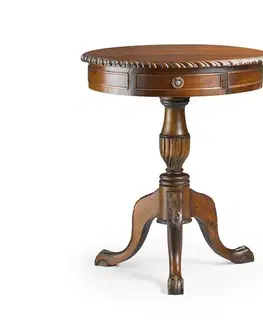 Estila Rustikální kulatý příruční stolek M-VINTAGE z masivu ve stylu Chippendale 60cm
