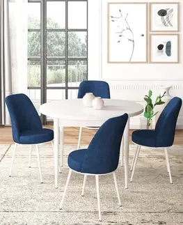 Dining Table & Chairs Set (5 Pieces) Tor - White, Navy Blue