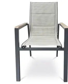 Autronic Zahradní židle, hliník, textil, béžová, AZC-S1110 BK