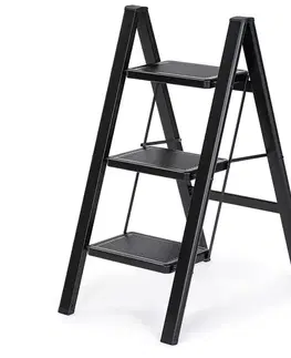 4Home Skládací ocelové schůdky Steel, 3 stupně, černá
