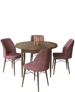 Dining Table & Chairs Set (5 Pieces) Rox - Baroque, Dusty Rose