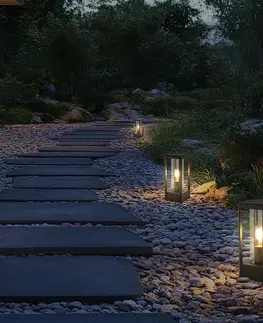 Zahradní lampa CISSUS – černá kovová stojací lampa E27 IP54 – moderní venkovní osvětlení