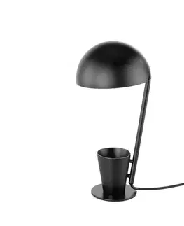 Estila Moderní stolní lampa Vita Naturale z lakované oceli černá 49cm