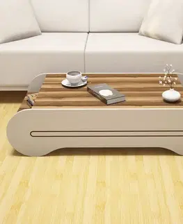 Konferenční stolek Cool - Walnut, Cream