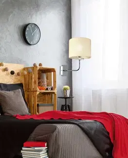 Chromová nástěnná lampa, tkané stínidlo, E14, 40W, žárovka Estera