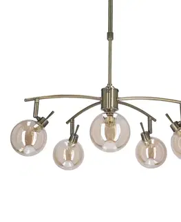 Závěsná lampa Lentini patina 5x40W g9 jantarové stínidlo