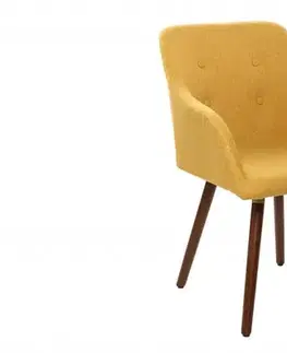 Estila Retro žlutá židle Scandinavia s dřevěnými nohami 85cm