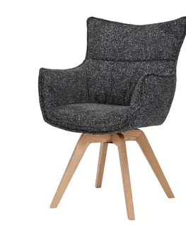 Estila Designová moderní jídelní židle Krespa s otočným sedátkem s opěrkami a potahem v antracitovém šedém provedení 58 cm