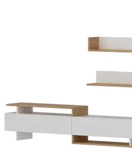 TV stěna / Sestava pod TV Ayaz - White, Teak