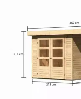 Dřevěný zahradní domek ASKOLA 2 s přístavkem 240 Lanitplast