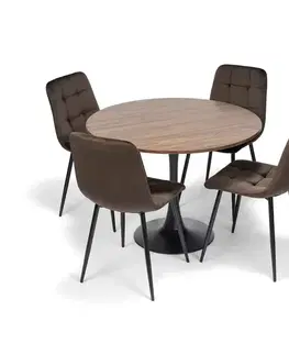 Jídelní židle SOFFIA hnědý samet, 4 ks