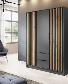 ArtPS Šatní skříň KELLY 3D bez zrcadla | grafit