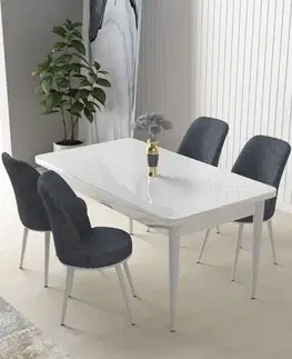 Dining Table & Chairs Set (5 Pieces) Nil - White, Fume
