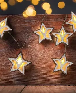 Solight LED vánoční řetěz hvězdy, 10x LED, 1,5 m, 2x AA