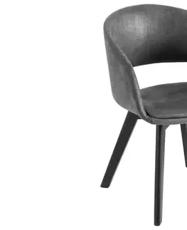 Estila Design modern Lena dining chair with gray upholstery and black wooden legs 79cm