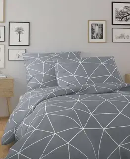 Kvalitex Bavlněné povlečení Nordic Grid šedá, 220 x 200 cm, 2 ks 70 x 90 cm