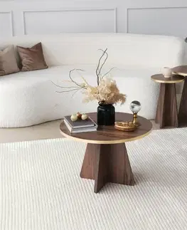 Konferenční stolek Mushroom - Gold, Walnut v2