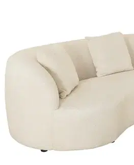 Estila Designová art deco sedačka Jina v polobloukovém tvaru s béžovým potahem z buklé látky a třemi polštáři 229 cm