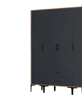 Šatní skříň Kumsal STS - Walnut, Anthracite