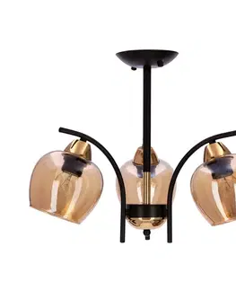 Závěsná lampa MERRA černá 3x40W E27 jantarové stínidlo