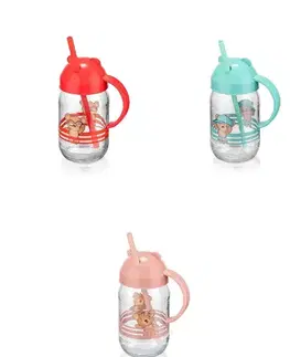 PROHOME - Láhev se slámkou 370ml dekor různé barvy a dekory