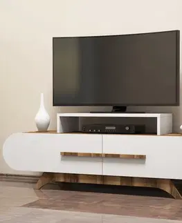 TV stolek Rose - Walnut, White